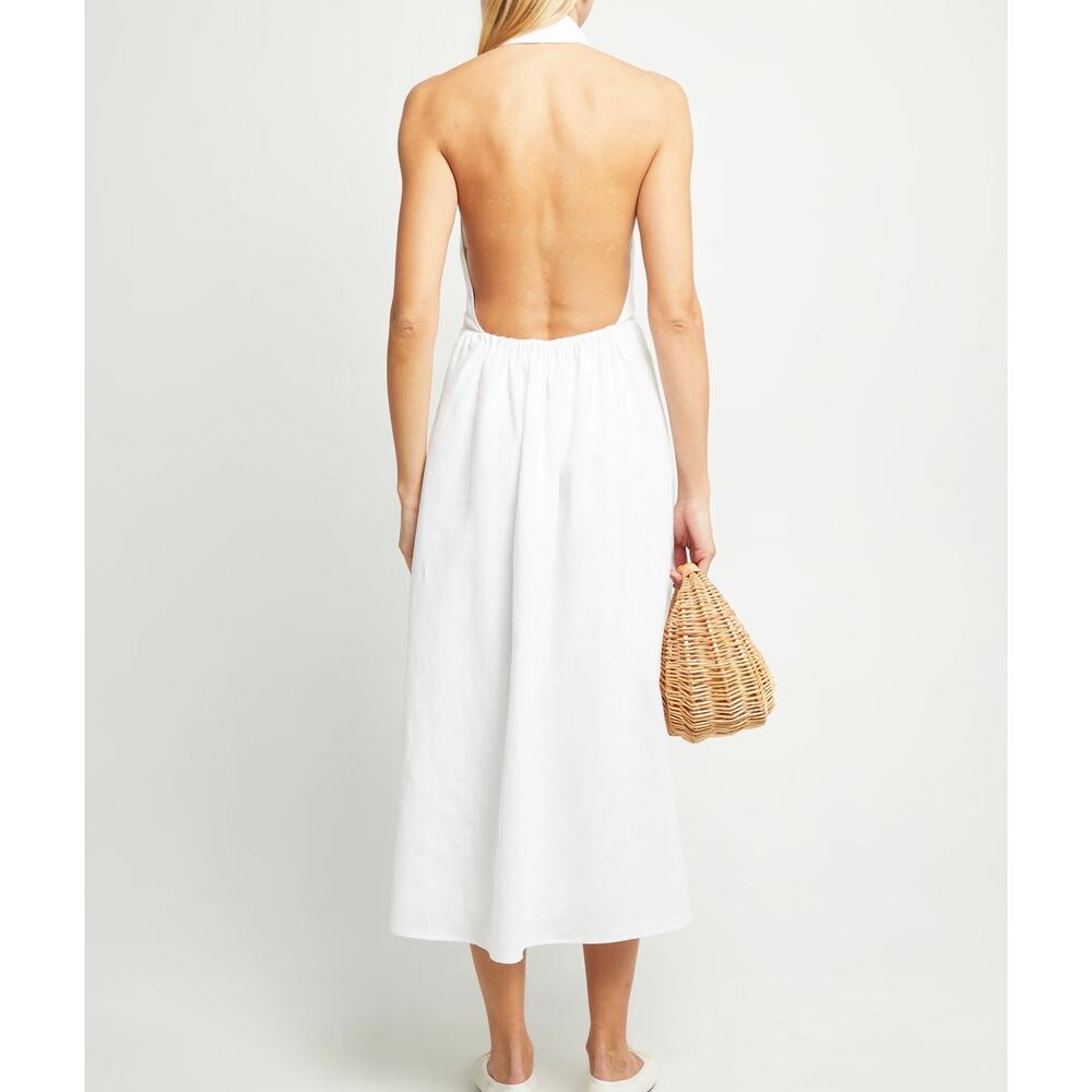 $197 New O.P.T white Casey linen dress size 6 - Picture 4 of 10